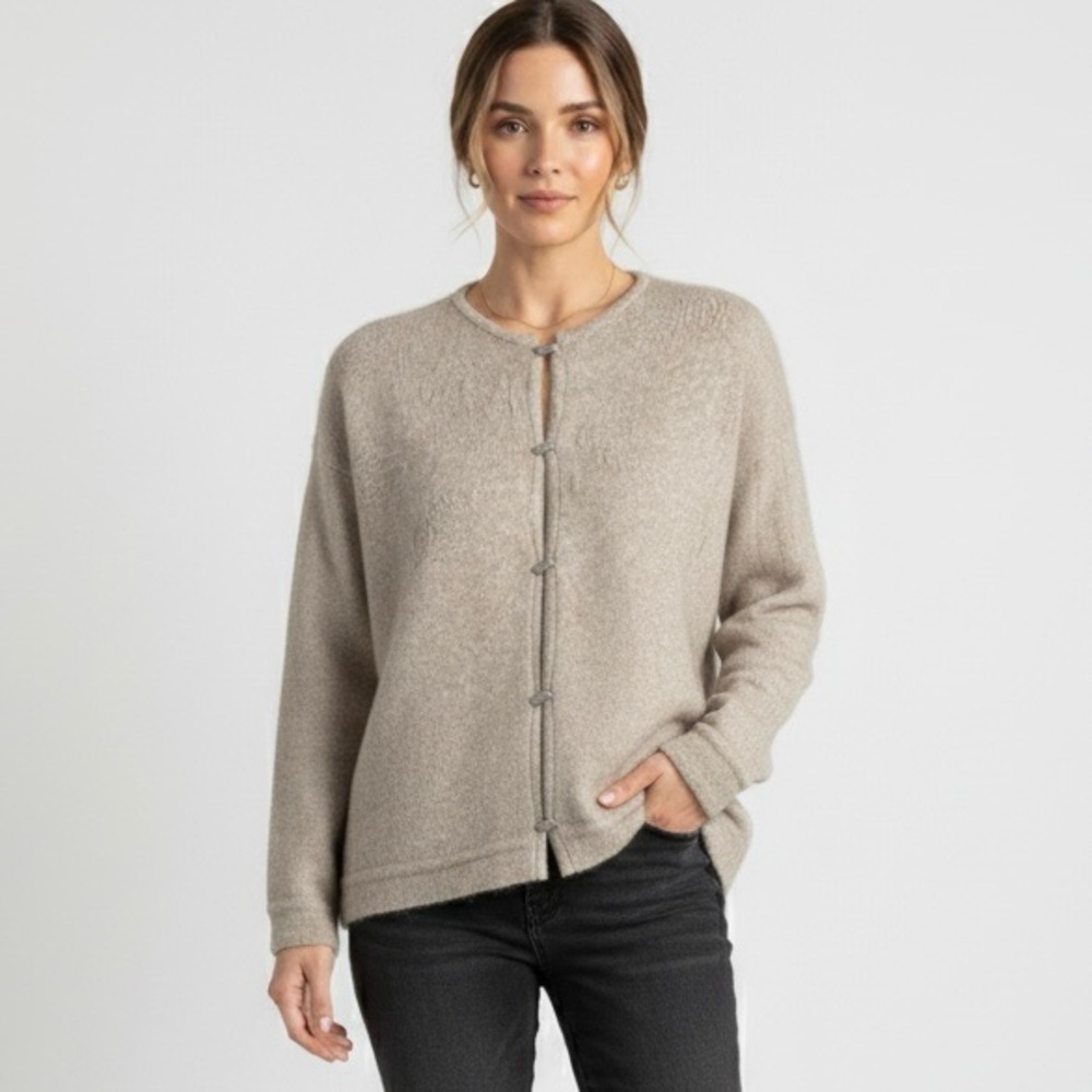 Merino Mink Brown Wool Possom Fur Cardigan - Small, made in New Zealand 🇳🇿
